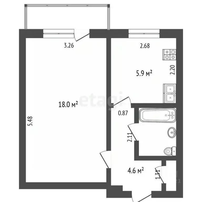 1-к кв. Удмуртия, Ижевск Пушкинская ул., 292 (32.4 м) - Фото 0