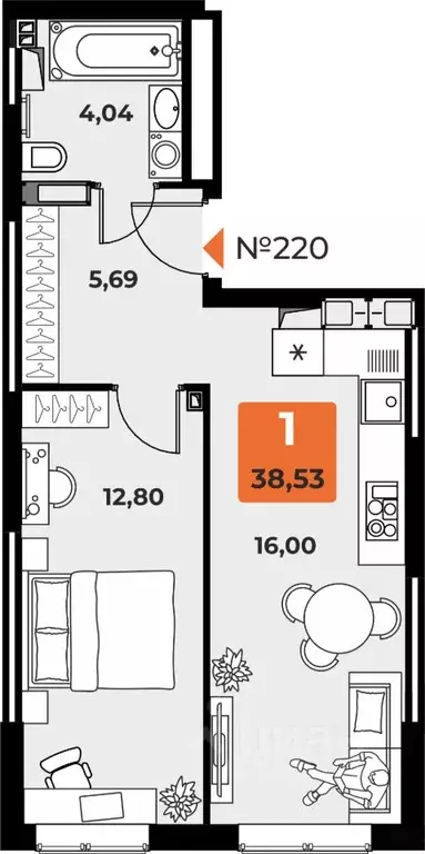 1-к кв. Самарская область, Самара просп. Карла Маркса, 231Б (37.8 м) - Фото 0