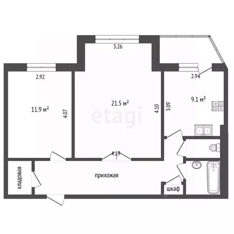 2-к кв. Ханты-Мансийский АО, Сургут просп. Мира, 19 (61.6 м) - Фото 1