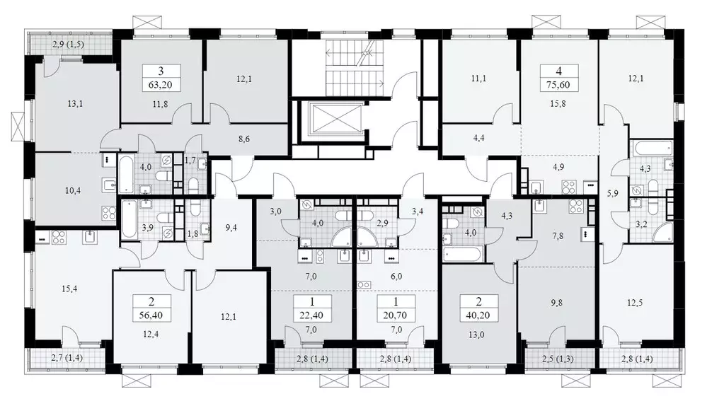 3-к кв. Москва Бунинские Кварталы жилой комплекс, к3.4 (63.2 м) - Фото 1