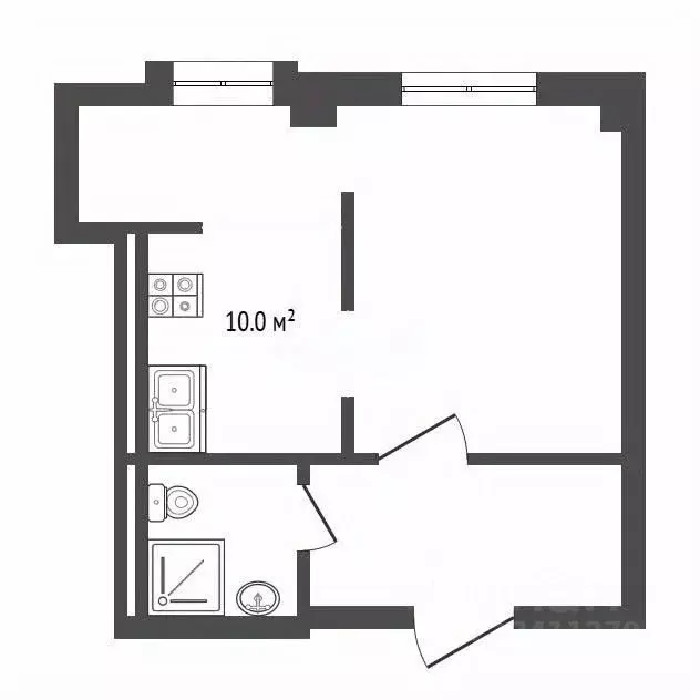 Студия Белгородская область, Белгород ул. Семейная, 31 (27.4 м) - Фото 2