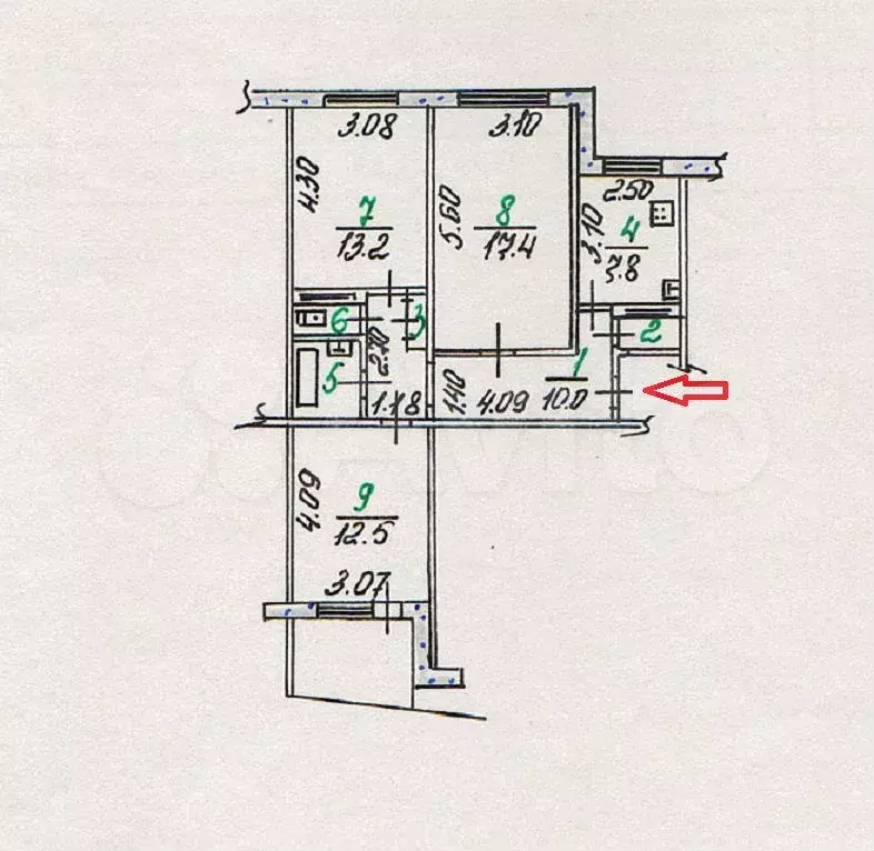 3-к. квартира, 66 м, 9/9 эт. - Фото 0