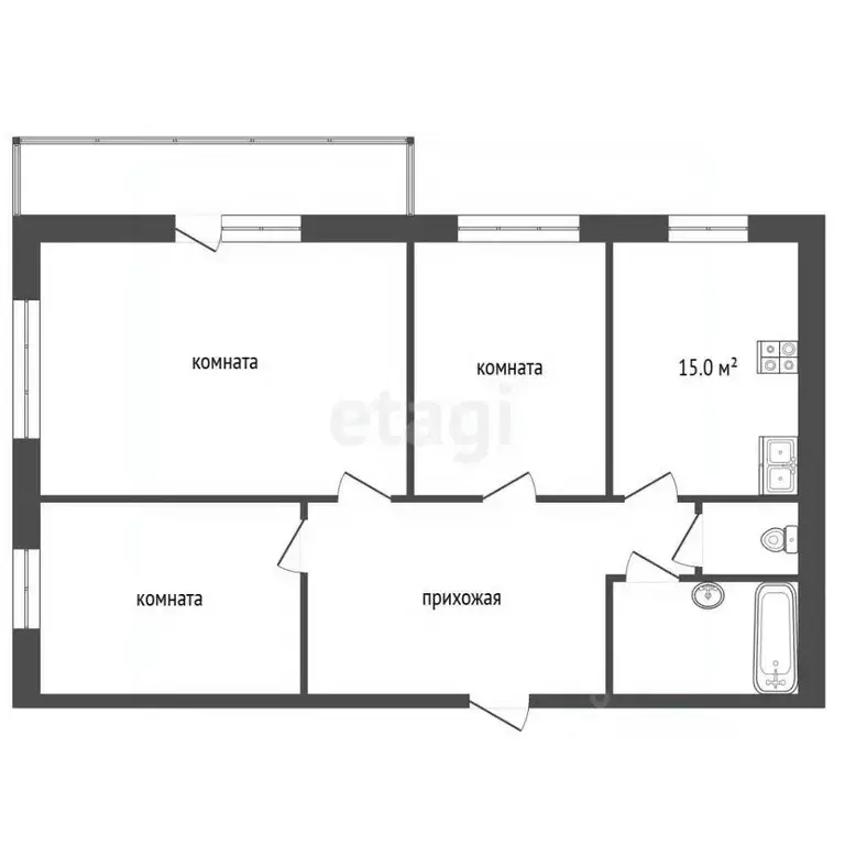 3-к кв. Московская область, Раменское Красноармейская ул., 27а (71.7 ... - Фото 2