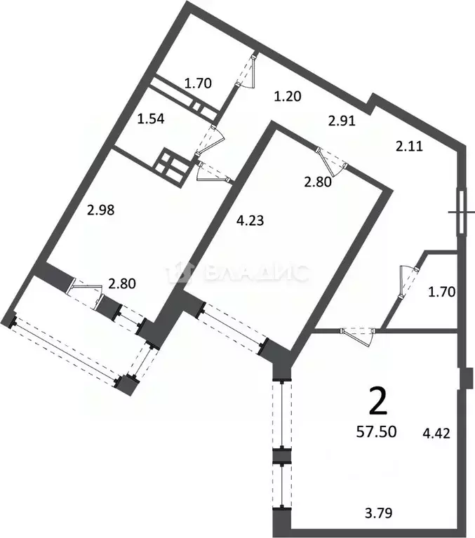 2-к кв. Москва д. Раево, ул. Ирландская, 4к2 (57.5 м) - Фото 1