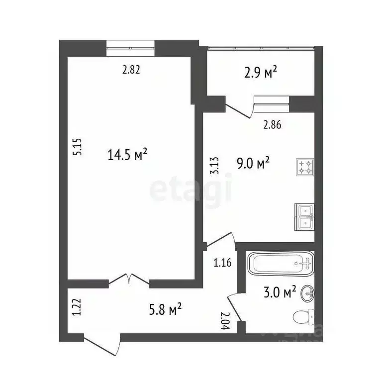 1-к кв. Тюменская область, Тюмень ул. Стартовая, 7 (32.3 м) - Фото 1