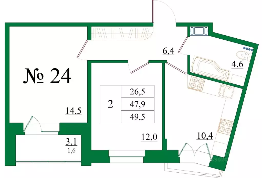 2-к кв. Ленинградская область, Гатчина Красносельское ш., 4А (49.5 м) - Фото 1