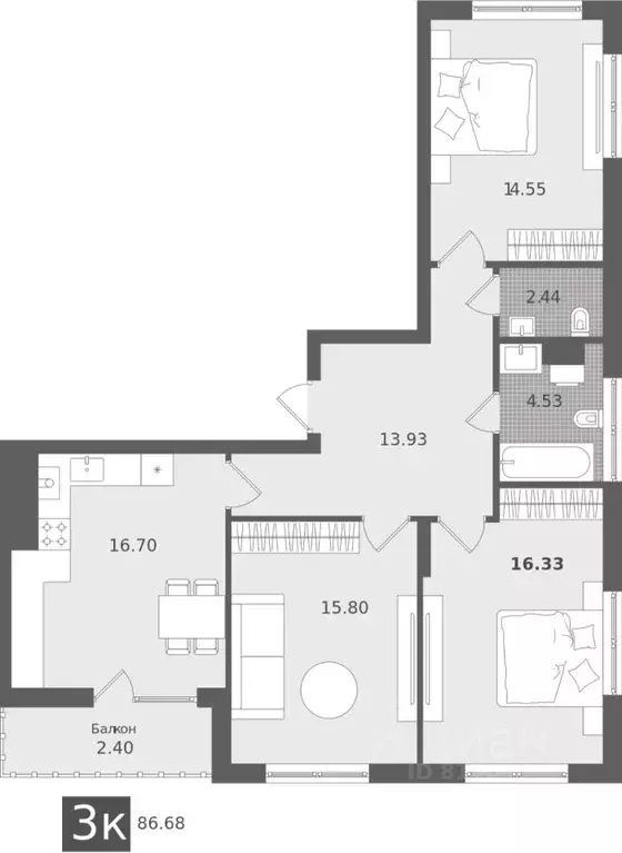 3-к кв. Калининградская область, Светлогорск Лесная Сказка жилой ... - Фото 1
