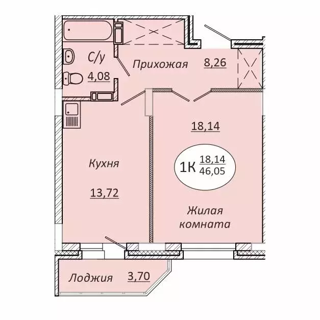 1-комнатная квартира: новосибирск, коммунстроевская улица, 146 (46.05 . - Фото 0