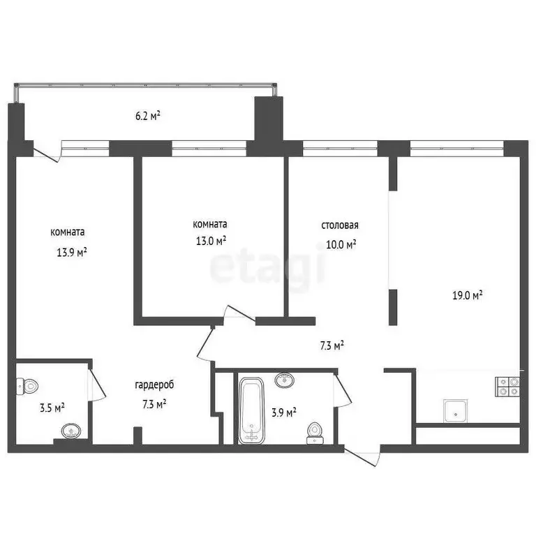2-комнатная квартира: Тюмень, улица Разведчика Кузнецова, 16 (84.1 м) - Фото 0