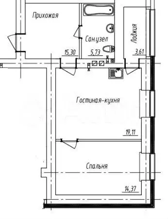 1-к. квартира, 54,5 м, 5/9 эт. - Фото 0