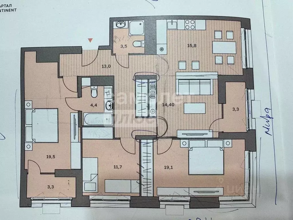 4-к кв. Пензенская область, Пенза ул. Мира, 46 (101.4 м) - Фото 2