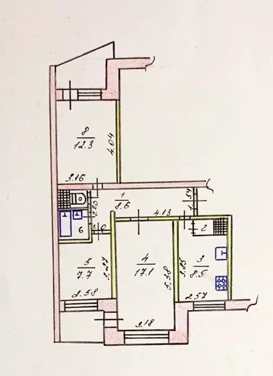 3-к кв. Крым, Симферополь ул. Лермонтова, 14 (63.0 м) - Фото 2