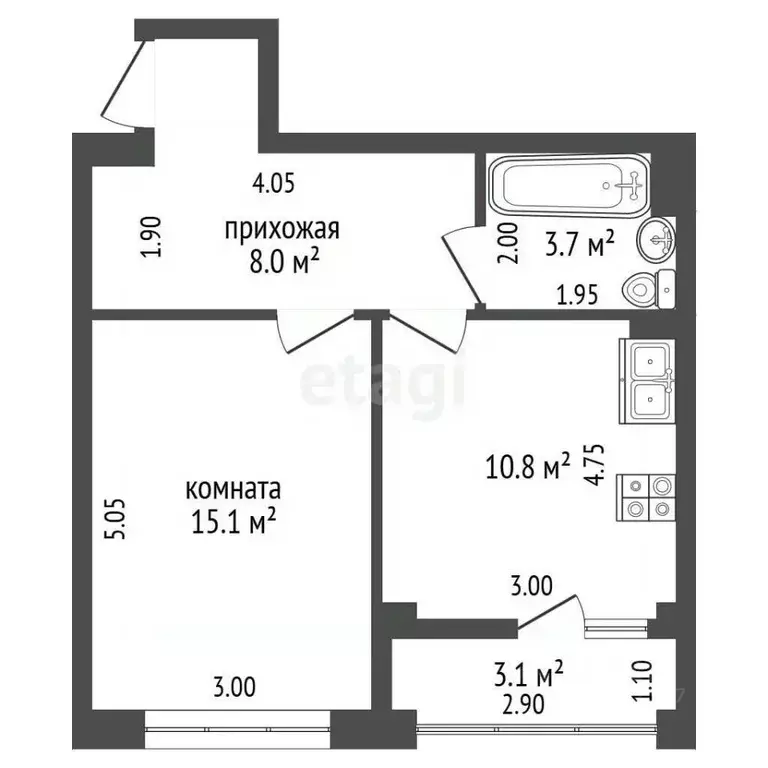 1-к кв. Крым, Симферопольский район, с. Мирное ул. Щедрая (40.7 м) - Фото 2
