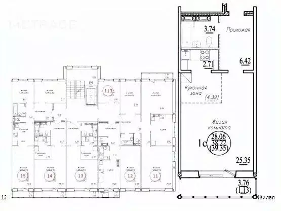 Студия Новосибирская область, Новосибирск ул. Плющихинская (39.35 м) - Фото 1