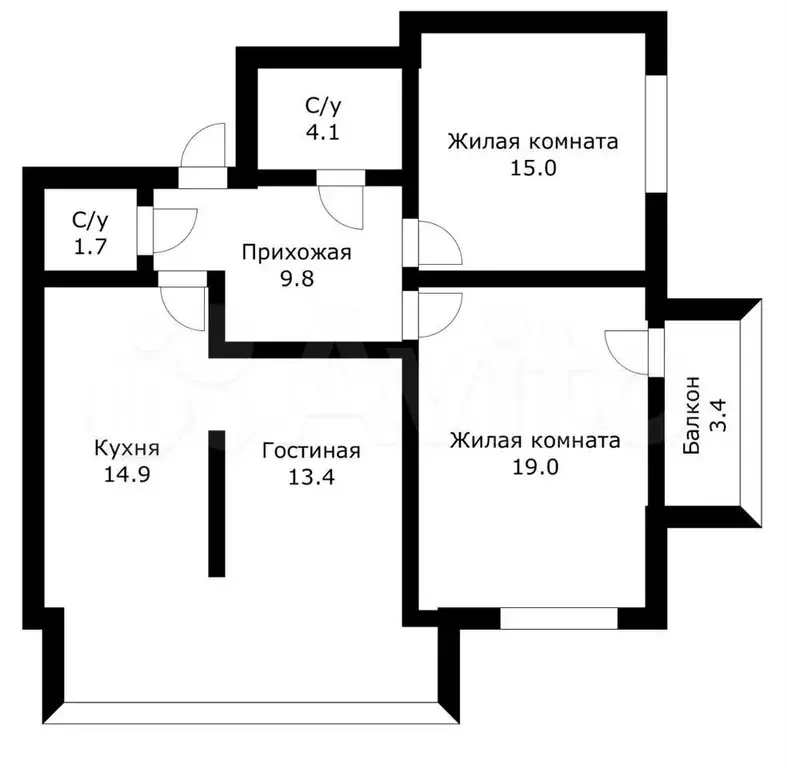 3-к. квартира, 90 м, 2/17 эт. - Фото 0