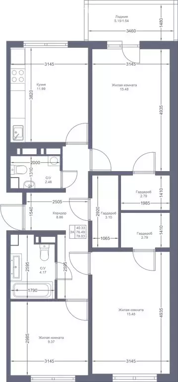 3-комнатная квартира: Усады, улица Габдуллы Тукая, 3 (77.7 м) - Фото 1