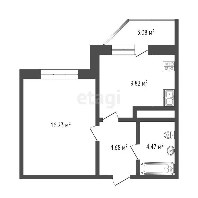 1-комнатная квартира: Тюмень, Холодильная улица, 21 (34.87 м) - Фото 0