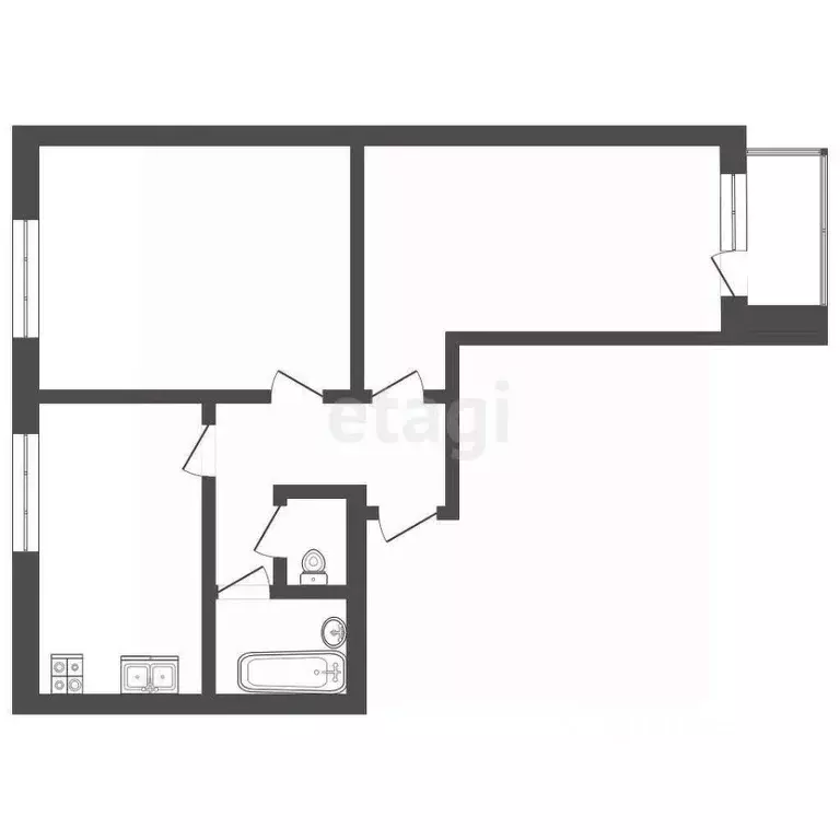 2-к кв. Ханты-Мансийский АО, Нягань Приозерная ул., 31 (60.6 м) - Фото 1