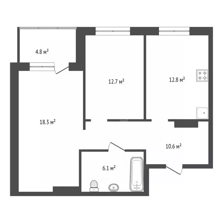 2-к кв. Красноярский край, Красноярск ул. Лесников, 51 (62.8 м) - Фото 1