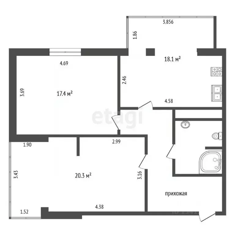 2-к кв. Белгородская область, Белгород Садовая ул., 118ж (72.0 м) - Фото 1