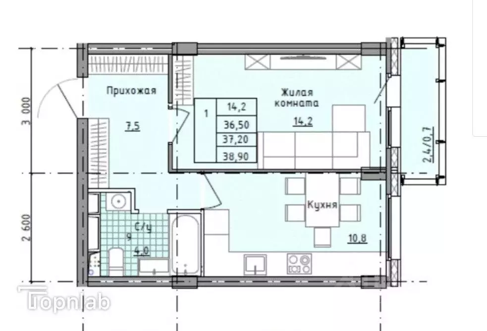 1-к кв. Московская область, Солнечногорск городской округ, Голубое пгт ... - Фото 2