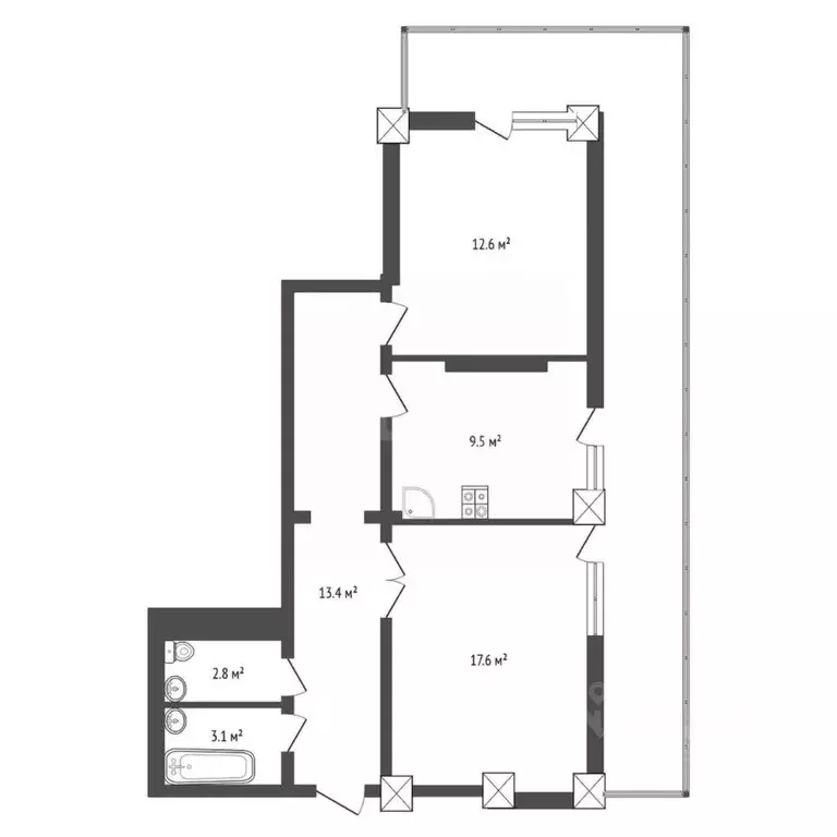 2-к кв. Крым, Ялта ул. Московская, 31Б (85.0 м) - Фото 0