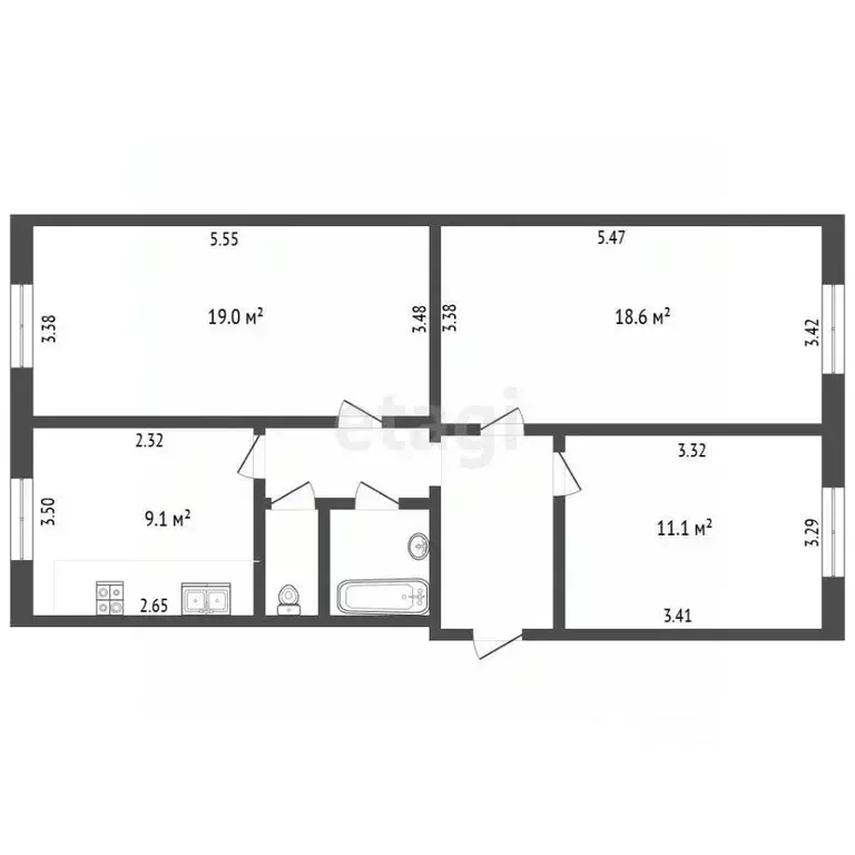 3-к кв. Ярославская область, Рыбинский муниципальный округ, пос. ... - Фото 2