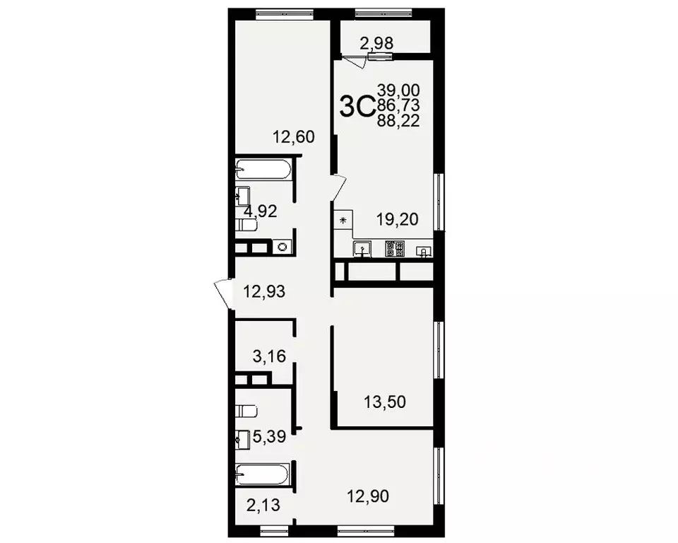 3-к кв. Рязанская область, Рязань Льговская ул., 10 (86.73 м) - Фото 0