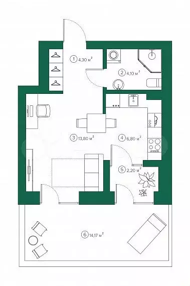 1-к. квартира, 34,5 м, 1/10 эт. - Фото 1
