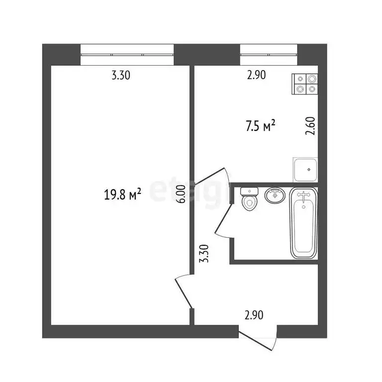 1-комнатная квартира: Тюмень, микрорайон Утешево, улица Анатолия ... - Фото 1