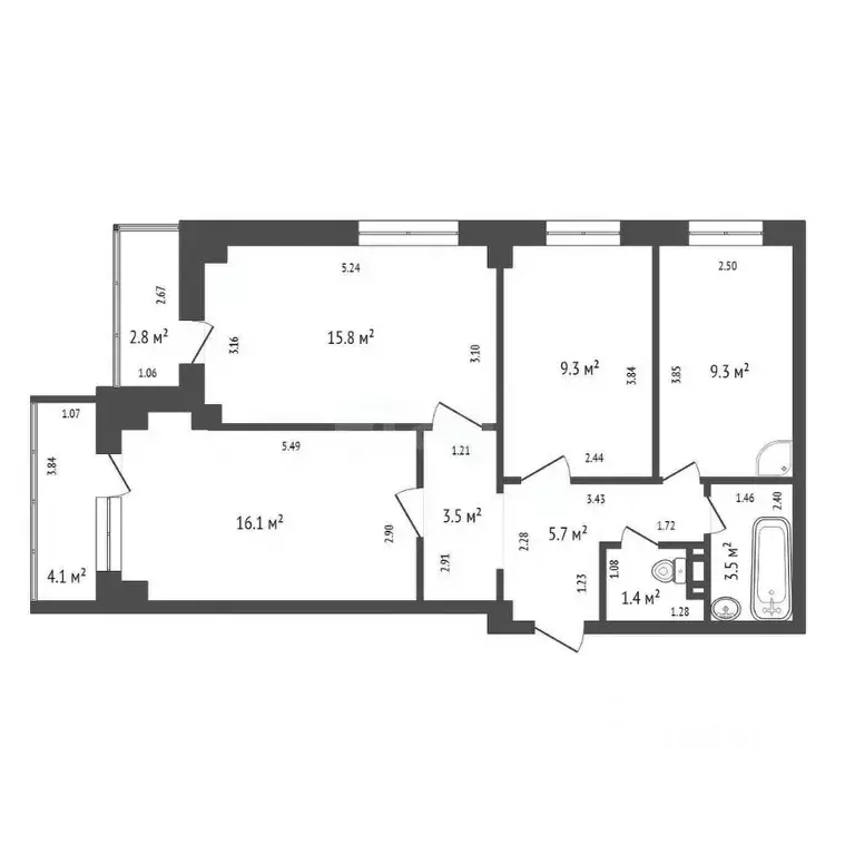 3-к кв. Красноярский край, Красноярск ул. Калинина, 183 (64.6 м) - Фото 2