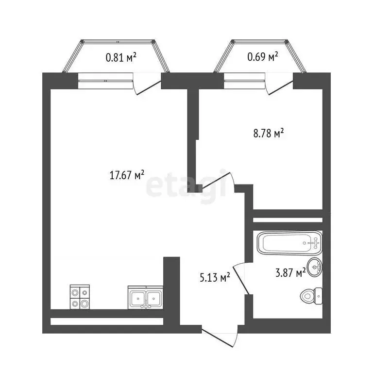 1-комнатная квартира: Тюмень, улица Фармана Салманова, 3 (35.39 м) - Фото 1