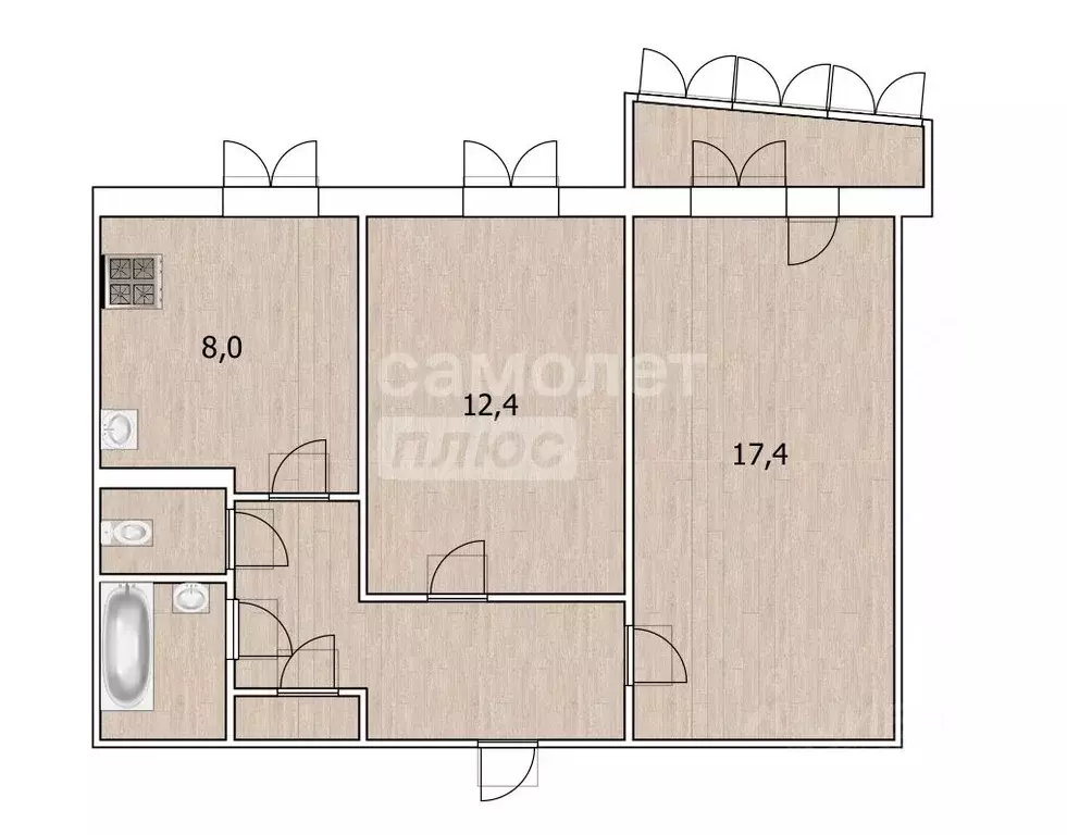 2-к кв. Тюменская область, Тюмень Профсоюзная ул., 70 (51.0 м) - Фото 1