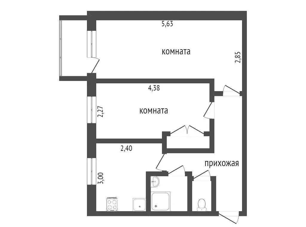 2-комнатная квартира: Улан-Удэ, Ключевская улица, 22А (43.4 м) - Фото 1