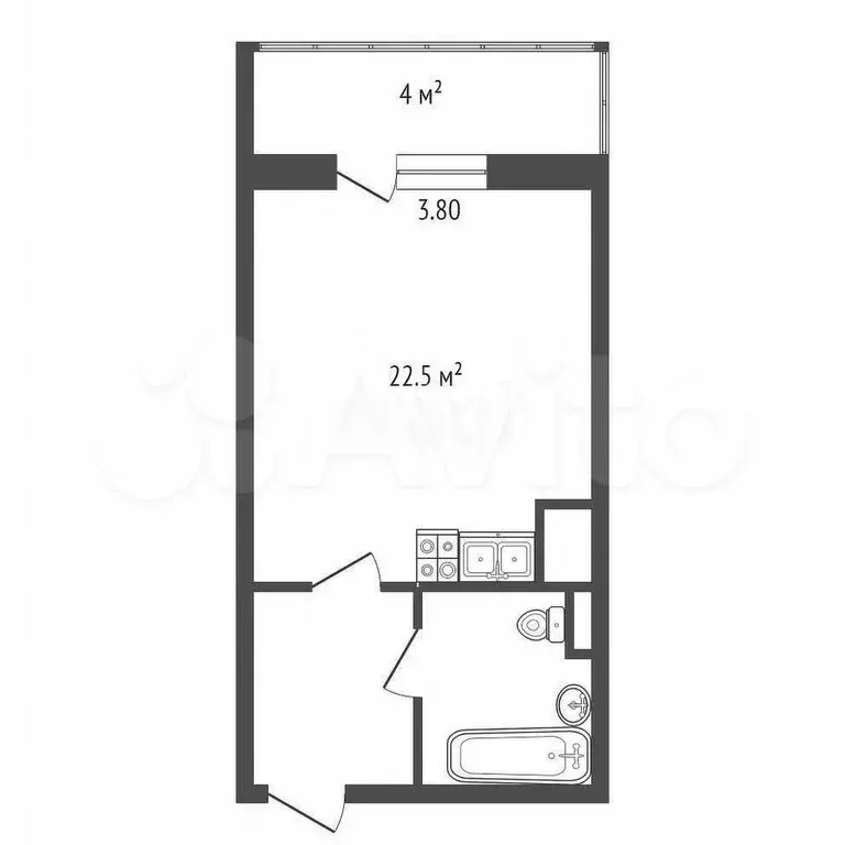 Квартира-студия, 22,5 м, 5/25 эт. - Фото 0