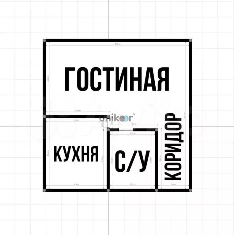 1-к. квартира, 32 м, 1/2 эт. - Фото 0