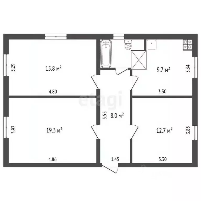 3-к кв. Вологодская область, Вологда ул. Карла Маркса, 63 (68.8 м) - Фото 2