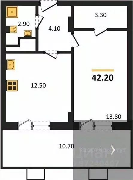 1-к кв. Воронежская область, Воронеж ул. Остужева, 52/5 (42.2 м) - Фото 0