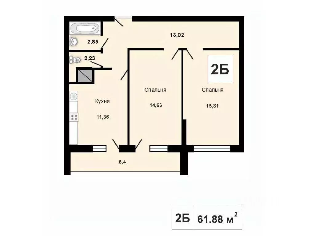 2-к кв. Самарская область, Самара Белорусская ул., 26 (64.3 м) - Фото 0