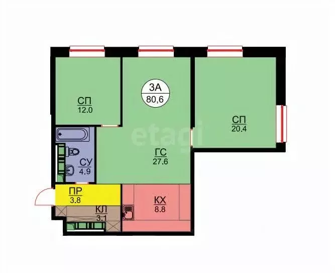 3-к кв. Московская область, Красногорск ул. Авангардная, 10 (80.6 м) - Фото 1