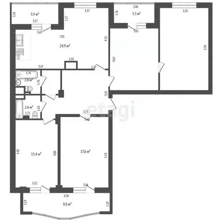 3-к кв. Оренбургская область, Оренбург Комсомольская ул., 199/1 (120.0 ... - Фото 2