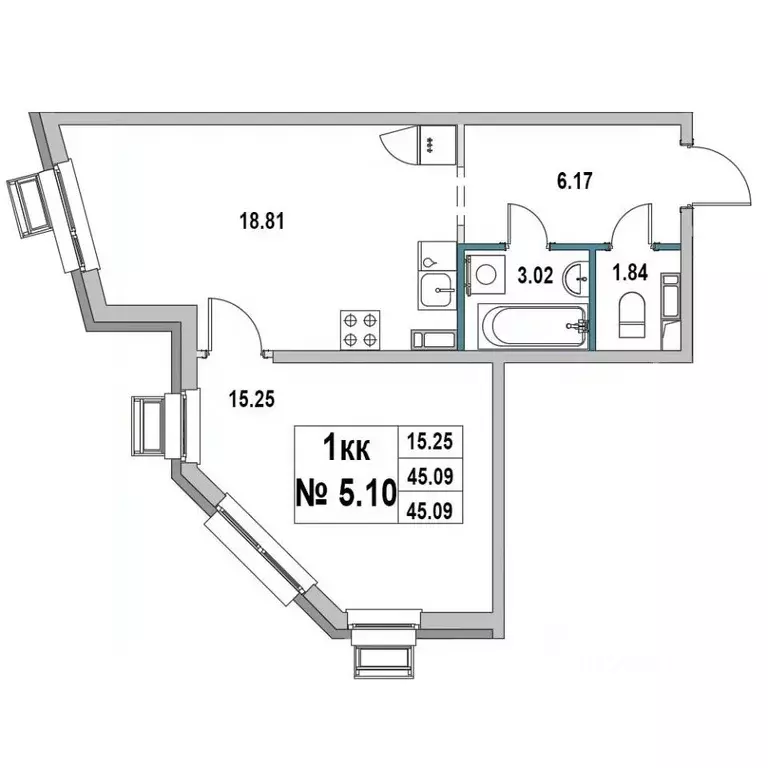 1-к кв. Ленинградская область, Выборг ул. 2-я Южная, 4 (45.09 м) - Фото 0