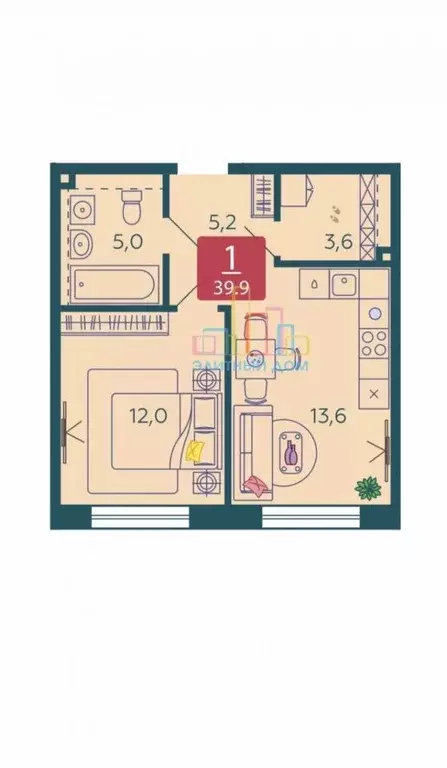 1-к кв. Москва ул. Петра Кончаловского, 7к3 (39.9 м) - Фото 2