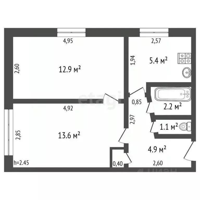 2-к кв. Владимирская область, Ковров ул. Дегтярева, 4 (40.5 м) - Фото 1