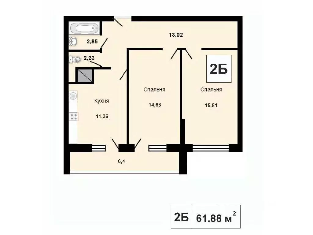 2-к кв. Самарская область, Самара Белорусская ул., 26 (65.2 м) - Фото 0