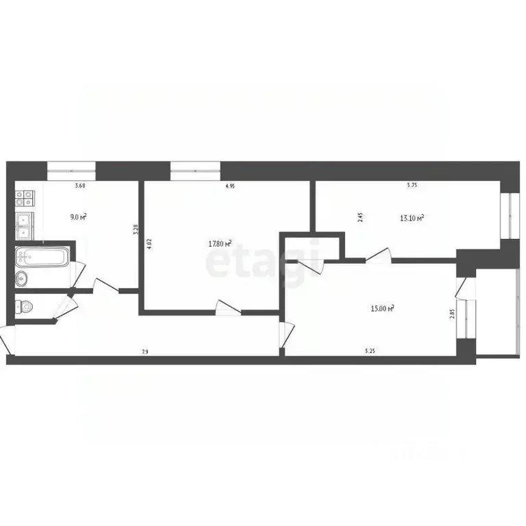 3-к кв. Тюменская область, Тюмень ул. Червишевский Тракт, 15/3 (73.1 ... - Фото 2