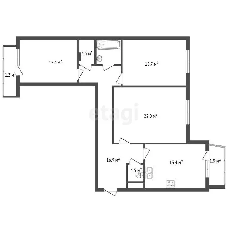 3-комнатная квартира: Санкт-Петербург, проспект Славы, 51 (85.6 м) - Фото 1
