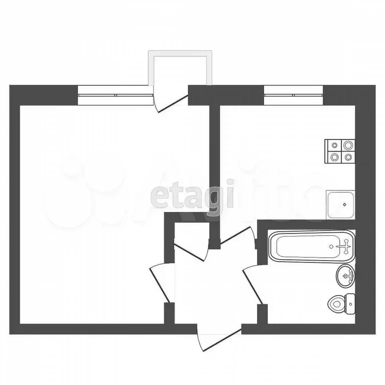 1-к. квартира, 20,8 м, 5/9 эт. - Фото 0