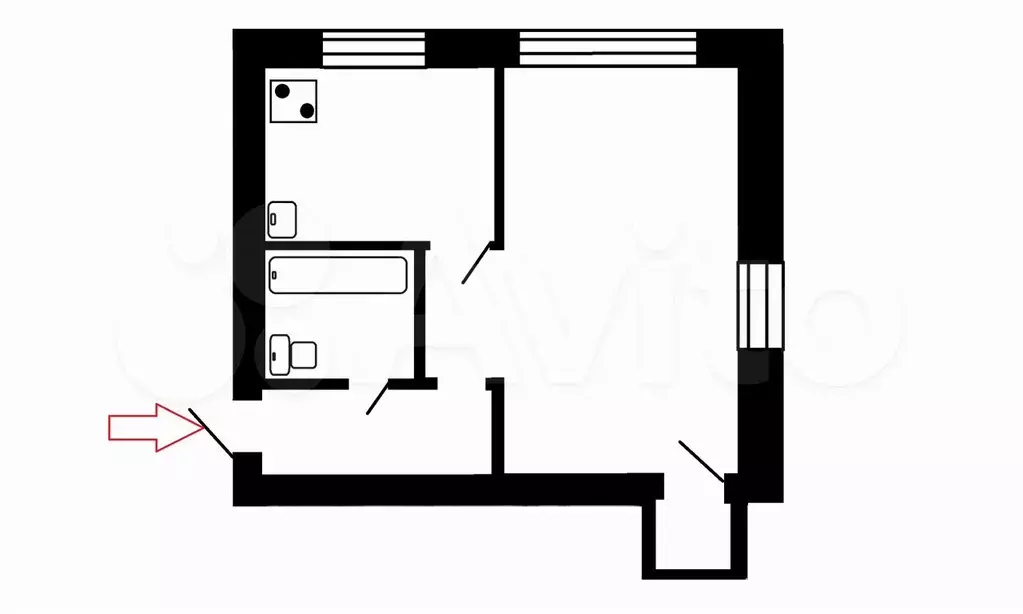 1-к. квартира, 30,5 м, 5/5 эт. - Фото 0
