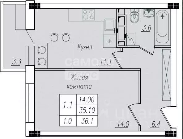 2-к кв. Курская область, Курск ул. Энгельса, 158 (56.7 м) - Фото 0